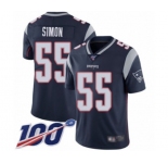 Men's New England Patriots #55 John Simon Navy Blue Team Color Vapor Untouchable Limited Player 100th Season Football Jersey
