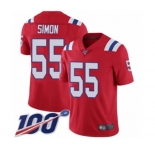 Men's New England Patriots #55 John Simon Red Alternate Vapor Untouchable Limited Player 100th Season Football Jersey