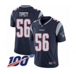 Men's New England Patriots #56 Andre Tippett Navy Blue Team Color Vapor Untouchable Limited Player 100th Season Football Jersey