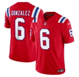 Men's New England Patriots #6 Christian Gonzalez Red 2023 F.U.S.E. Vapor Limited Football Stitched Jersey