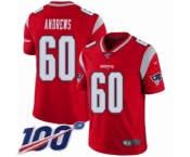Men's New England Patriots #60 David Andrews Limited Red Inverted Legend 100th Season Football Jersey