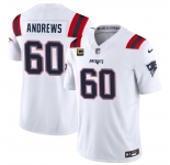 Men's New England Patriots #60 David Andrews White 2023 F.U.S.E. With 4-Star C Patch Vapor Limited Stitched Football Jersey