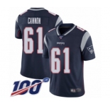 Men's New England Patriots #61 Marcus Cannon Navy Blue Team Color Vapor Untouchable Limited Player 100th Season Football Jersey