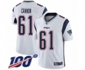 Men's New England Patriots #61 Marcus Cannon White Vapor Untouchable Limited Player 100th Season Football Jersey