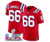 Men's New England Patriots #66 Will Campbell Red 2025 F.U.S.E. Super Bowl LX Patch Vapor Limited Football Stitched Jersey