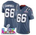 Men's New England Patriots #66 Will Campbell Storm Blue 2025 F.U.S.E. Super Bowl LX Patch “Rivalries” Vapor Limited Football Stitched Jersey