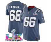 Men's New England Patriots #66 Will Campbell Storm Blue 2025 F.U.S.E. Super Bowl LX Patch “Rivalries” Vapor Limited Football Stitched Jersey