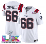 Men's New England Patriots #66 Will Campbell White 2025 F.U.S.E. Super Bowl LX Patch Vapor Limited Football Stitched Jersey