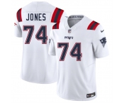 Men's New England Patriots #74 Caleb Jones White 2025 F.U.S.E. Vapor Limited Football Stitched Jersey