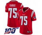 Men's New England Patriots #75 Ted Karras Limited Red Inverted Legend 100th Season Football Jersey