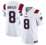 Men's New England Patriots #8 Ja'Whaun Bentley White F.U.S.E. With 4-Star C Patch Vapor Limited Stitched Football Jersey