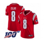 Men's New England Patriots #8 Jamie Collins Limited Red Inverted Legend 100th Season Football Jersey
