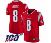 Men's New England Patriots #8 Jamie Collins Limited Red Inverted Legend 100th Season Football Jersey