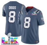 Men's New England Patriots #8 Stefon Diggs Storm Blue 2025 F.U.S.E. Super Bowl LX Patch “Rivalries” Vapor Limited Football Stitched Jersey