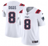 Men's New England Patriots #8 Stefon Diggs White 2025 Vapor Limited Football Stitched Jersey