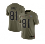 Men's New England Patriots #81 Randy Moss 2022 Olive Salute To Service Limited Stitched Jersey
