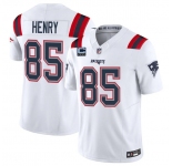 Men's New England Patriots #85 Hunter Henry White 2025 F.U.S.E. With 4-Star C Patch Vapor Limited Stitched Jersey