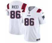 Men's New England Patriots #86 Giovanni Ricci White 2025 F.U.S.E. Vapor Limited Football Stitched Jersey