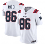 Men's New England Patriots #86 Giovanni Ricci White 2025 Vapor Limited Football Stitched Jersey
