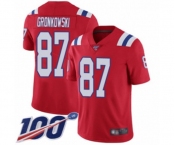 Men's New England Patriots #87 Rob Gronkowski Red Alternate Vapor Untouchable Limited Player 100th Season Football Jersey