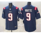 Men's New England Patriots #9 Kayshon Boutte Navy Vapor Limited Stitched Football Jersey