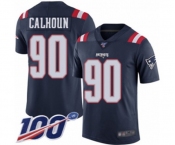 Men's New England Patriots #90 Shilique Calhoun Limited Navy Blue Rush Vapor Untouchable 100th Season Football Jersey