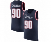 Men's New England Patriots #90 Shilique Calhoun Navy Blue Rush Player Name & Number Tank Top Football Jersey