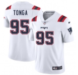 Men's New England Patriots #95 Khyiris Tonga White 2025 Vapor Limited Football Stitched Jersey