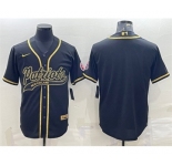 Men's New England Patriots Blank Black Gold With Patch Cool Base Stitched Baseball Jersey