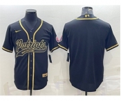 Men's New England Patriots Blank Black Gold With Patch Cool Base Stitched Baseball Jersey