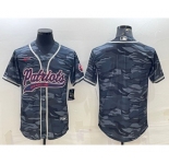 Men's New England Patriots Blank Grey Camo With Patch Cool Base Stitched Baseball Jersey