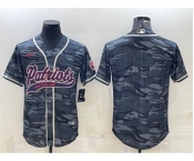 Men's New England Patriots Blank Grey Camo With Patch Cool Base Stitched Baseball Jersey