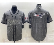 Men's New England Patriots Gray Team Big Logo With Patch Cool Base Stitched Baseball Jersey