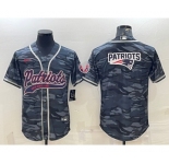 Men's New England Patriots Grey Camo Team Big Logo With Patch Cool Base Stitched Baseball Jersey