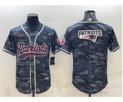 Men's New England Patriots Grey Camo Team Big Logo With Patch Cool Base Stitched Baseball Jersey