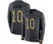 Men's Nike New England Patriots #10 Josh Gordon Limited Black Salute to Service Therma Long Sleeve NFL Jersey
