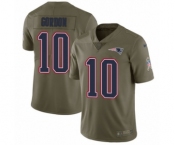 Men's Nike New England Patriots #10 Josh Gordon Limited Olive 2017 Salute to Service NFL Jersey