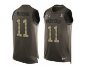 Men's Nike New England Patriots #11 Drew Bledsoe Limited Green Salute to Service Tank Top NFL Jersey