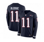 Men's Nike New England Patriots #11 Drew Bledsoe Limited Navy Blue Therma Long Sleeve NFL Jersey