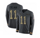 Men's Nike New England Patriots #11 Julian Edelman Limited Black Salute to Service Therma Long Sleeve NFL Jersey