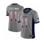 Men's Nike New England Patriots #11 Julian Edelman Limited Gray Rush Drift Fashion NFL Jersey