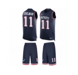 Men's Nike New England Patriots #11 Julian Edelman Limited Navy Blue Tank Top Suit NFL Jersey