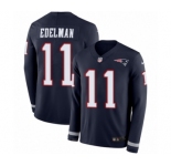 Men's Nike New England Patriots #11 Julian Edelman Limited Navy Blue Therma Long Sleeve NFL Jersey