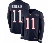 Men's Nike New England Patriots #11 Julian Edelman Limited Navy Blue Therma Long Sleeve NFL Jersey
