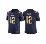 Men's Nike New England Patriots #12 Tom Brady Navy Gold Limited Special Color Rush Jersey