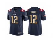 Men's Nike New England Patriots #12 Tom Brady Navy Gold Limited Special Color Rush Jersey