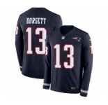 Men's Nike New England Patriots #13 Phillip Dorsett Limited Navy Blue Therma Long Sleeve NFL Jersey