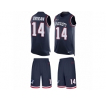 Men's Nike New England Patriots #14 Steve Grogan Limited Navy Blue Tank Top Suit NFL Jersey