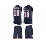 Men's Nike New England Patriots #18 Matthew Slater Limited Navy Blue Tank Top Suit NFL Jersey