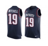 Men's Nike New England Patriots #19 Malcolm Mitchell Limited Navy Blue Player Name & Number Tank Top NFL Jersey